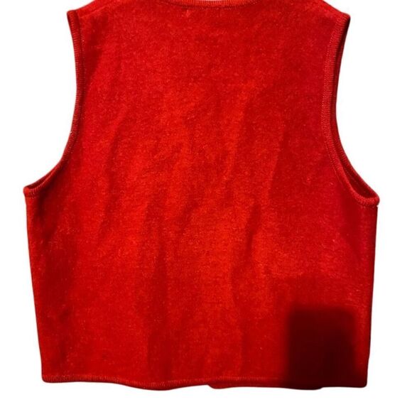 Katie Todd Women's Red Wool Knit Floral Vest XL Zip Sleeveless - Picture 4 of 5